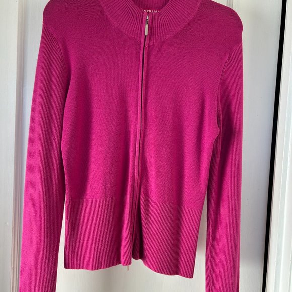 Women's Fusia fully zipped sweater, made in Italy, size M, pre-worn - Picture 3 of 4